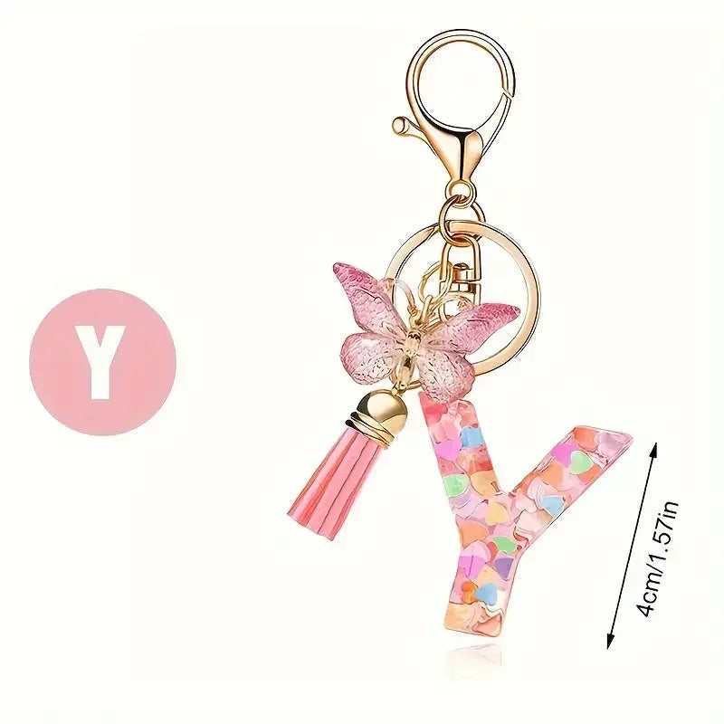 Fashion DIY A-Z Letters keychain Metal Holder Pendent Key Chain Women Car Key Ring Simple Letter Name Key Party Gift Jewelry Pi-Mart