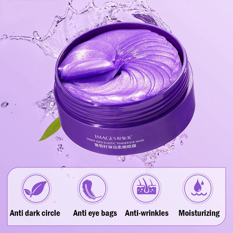 Grape Moisturizing Collagen Eye Mask Anti Dark Circles Eye Bags Anti-aging Eyes Masks Beauty Skin Care Eye Patches 60Pcs Pi-Mart