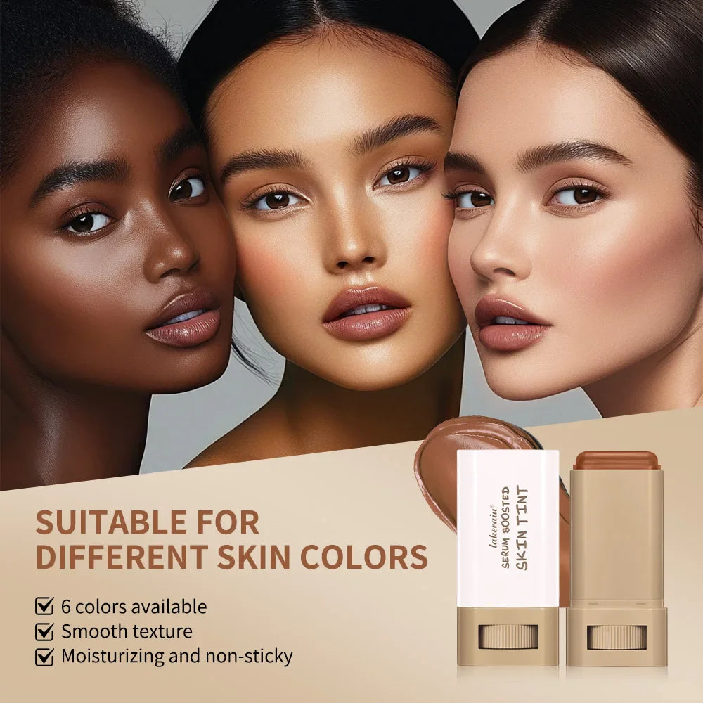 Skin Tint Foundation Stick Eraser Concealer Foundation Stick Serum Boosted Smooth Plumper Hight Coverage Travel Bronze Foundatio LadyShow.Store