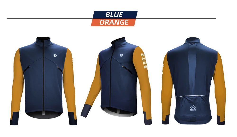 DAREVIE Cycling Men's Jacket Windproof Fleece Pro Cycling Jackets Long Sleeve Warm Soft Brushed Pro Breathable Bicycle Clothing Pi-Mart