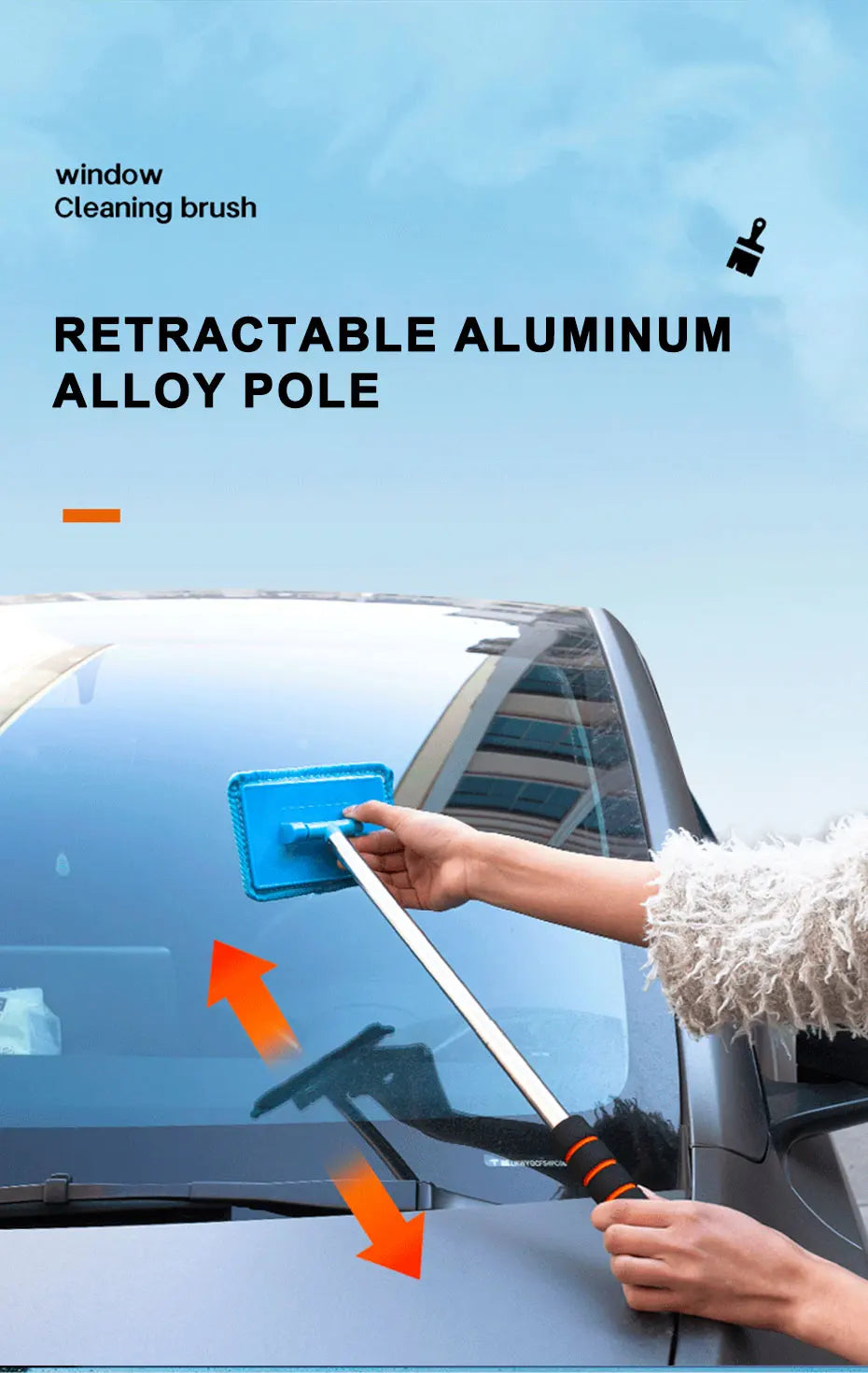 SEAMETAL Car Front Windshield Defogging Brush Telescopic Long Handle Car Household Glass Clean Brushes Dust Remover Tool Pi-Mart