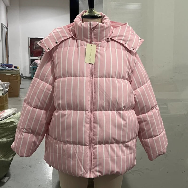 Chic Leopard Hooded Puffer Coat Set Women Quilted Full Sleeve Zip Jacket Wide Leg Pants 2026 New Lady Winter Thicken Warm Outfit Pi-Mart