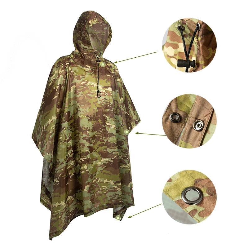 Man Military Impermeable Zipper Camo Raincoat Waterproof Rain Coat Men Raincoat Women Awning The Rain Motorcycle Rain Poncho Pi-Mart