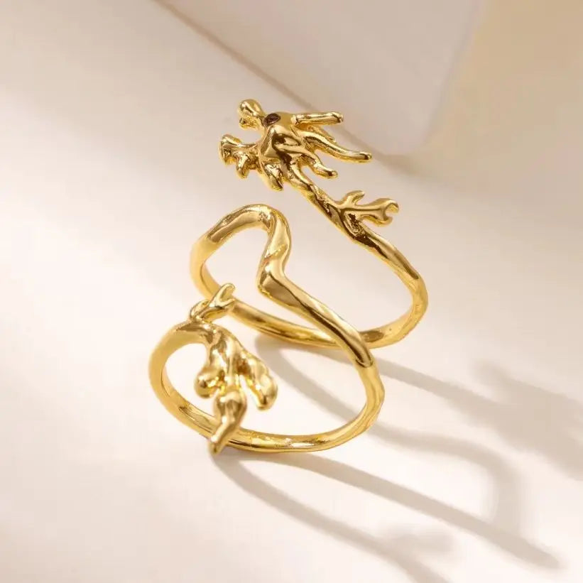 Dragon Rings For Women Gold Color Stainless Steel Punk Opening Adjustable Dragon Ring Hip Hop Jewelry Accessories Gifts Pi-Mart