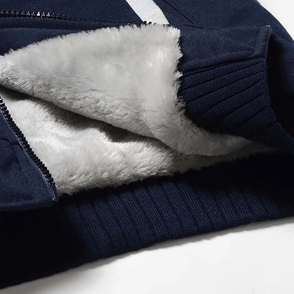 Winter Jacket Men Warm Coat Thick Fleece Male Zipper Hooded Jackets Casual Hooded Sportswear Outerwear Long Sleeves Sports Hoody Pi-Mart