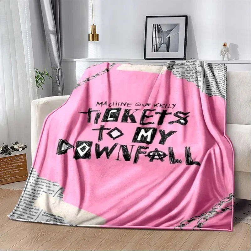 Machine Gun Kelly Poster Printed Flannel Warm Blanket Rapper Music Art Blankets Bedroom Sofa Bed Travel Picnic Blanket Fan Gift Pi-Mart