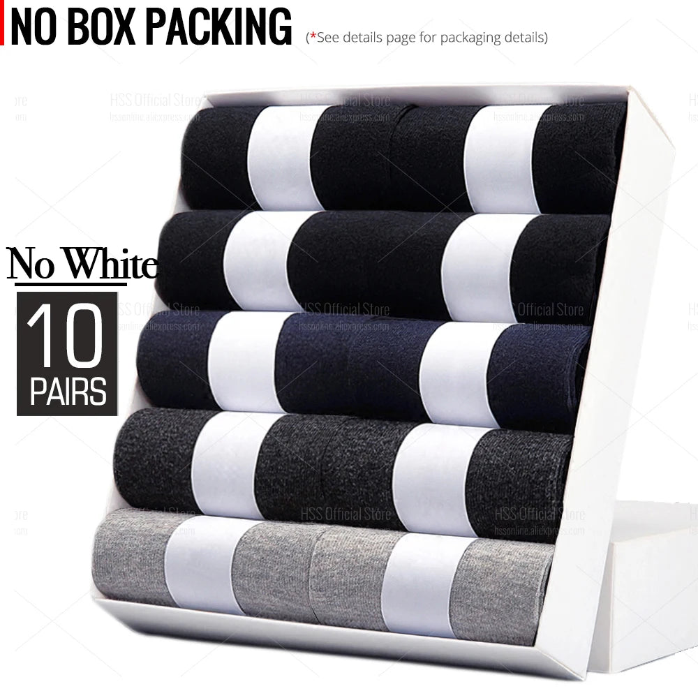 HSS 5/10 Pairs Men's Cotton Blend Socks Black Business Men Socks Soft Breathable Summer Winter for Male Socks Plus Size (6.5-14) Pi-Mart