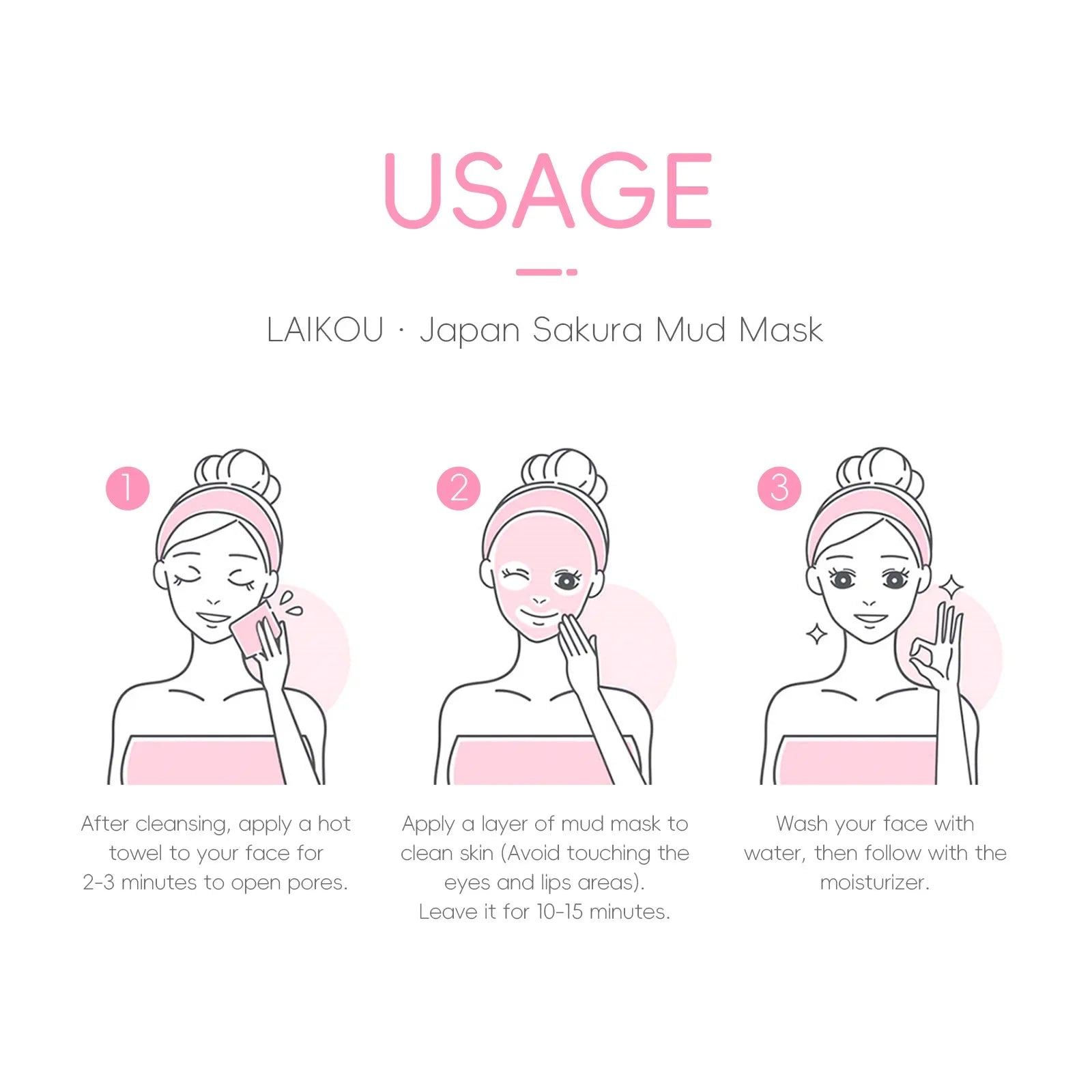 LAIKOU Japan Sakura Clay Mud Mask Hydrating Gentle Cleansing Refreshing Oil Balancing Daily Facial Skin Care Mask 5g Pi-Mart