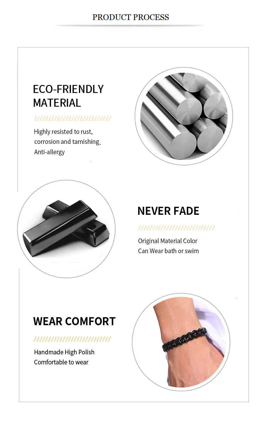Vnox Mens Simple 3-11mm Stainless Steel Curb Cuban Link Chain Bracelets for Women Unisex Wrist Jewelry Gifts Pi-Mart