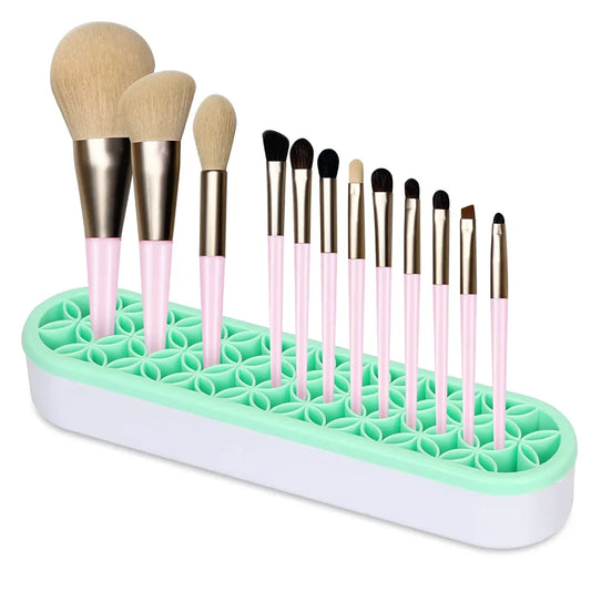 Silicon Nail Brush Makeup Brush Display Stand Rack Storage Case Brush Drying Shelf Brush Holder Make UP Holder Organizer Tri Light Beauty
