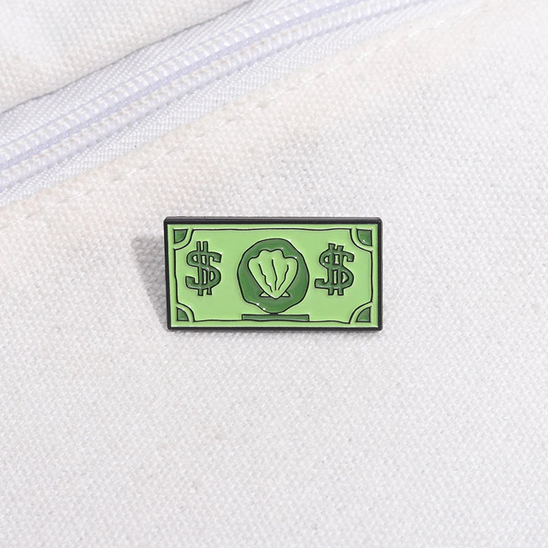 Green USD Symbol Enamel Pin Custom Wealth Money Cartoon Cute Anime Currency Brooches Lapel Badges Jewelry Kid Fans Gift Pi-Mart
