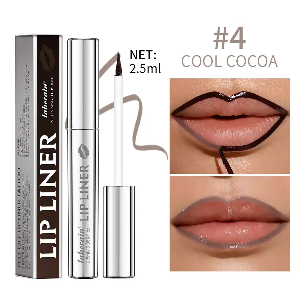 Waterproof Lip Liner Peel Off Tattoo Lipgloss Waterproof Long Lasting Matte Lip Tint Brown Contour Tear-off Lips Stain Cosmetic Tri Light Beauty