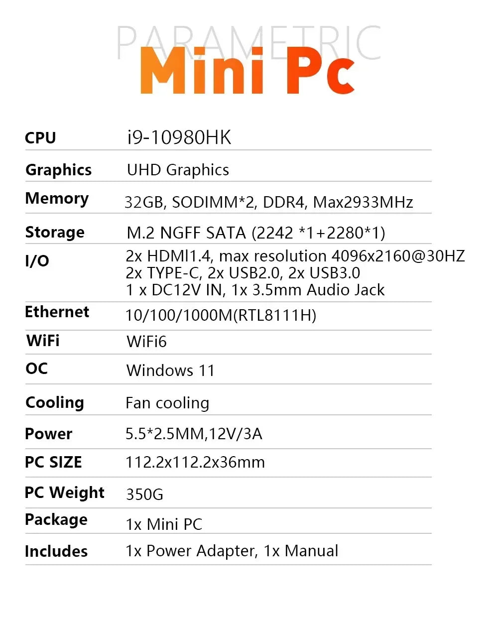 Windows 11 Pro Mini PC Intel Core i9 10980HK 16GB RAM 1TB/2TB SSD WIFI6 BT5.2 4K HD Study Gaming Office 3 Year Warranty Pi-Mart