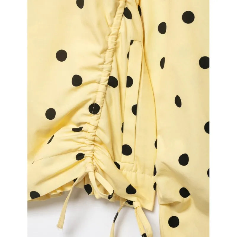 Women's Polka Dots Jacket with Tie New 2026 Spring Long Sleeve High Collar Loose Women Versatile Short Coats Chic Female Jackets LadyShow.Store