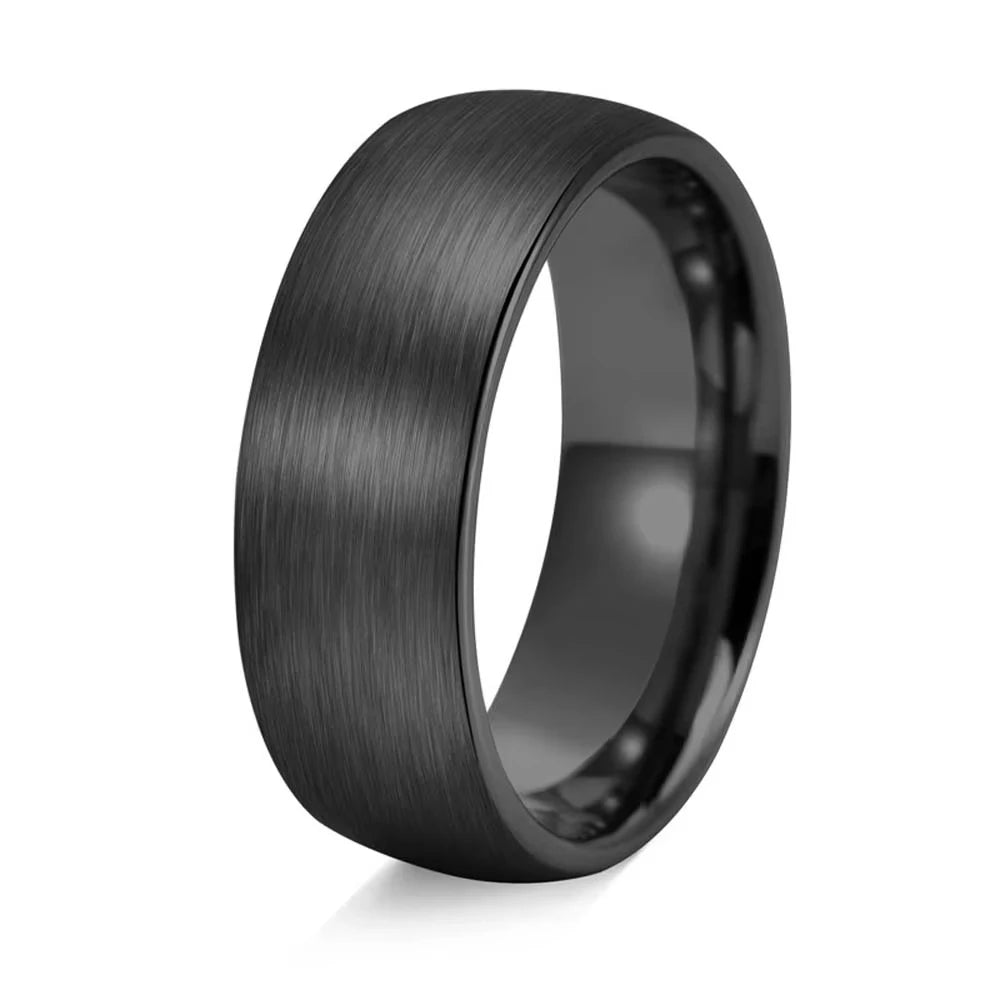8mm Stainless Steel Men Rings Wholesale Black Groove Matte Wedding Engagement Party Gift Anniversary Rings For Women Jewelry Pi-Mart