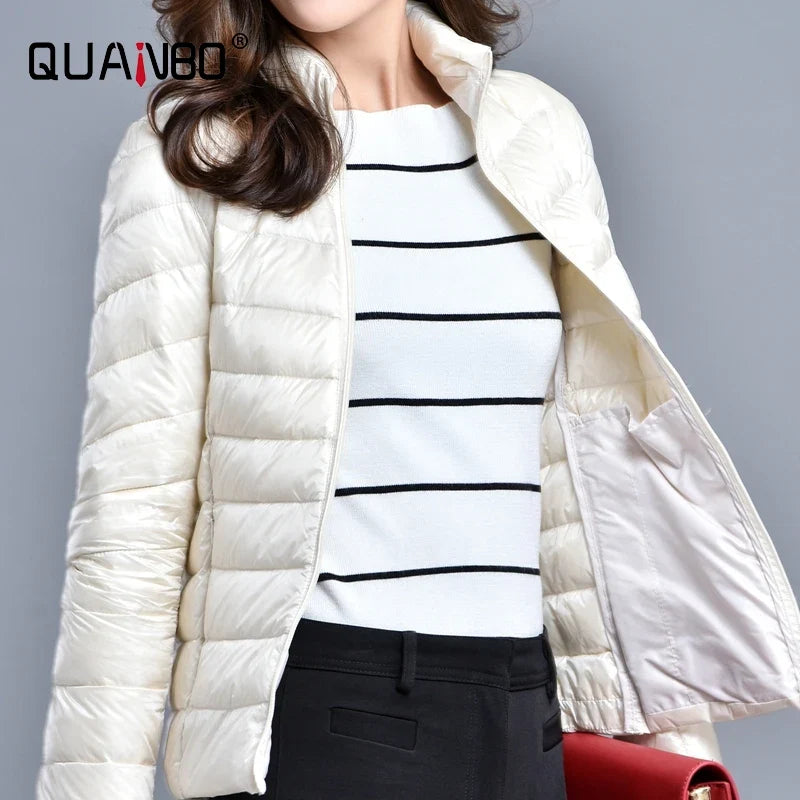 Women Spring Jacket Fashion Short Ultra Lightweight Packable Puffer Coats 15 Colors Female Down Warm Korean Slim Fit Parkas 5XL LadyShow.Store