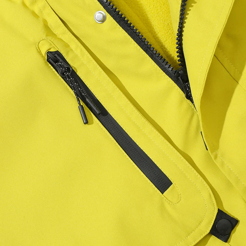 New Autumn and Winter Three in One Outdoor Jacket for Couples Warm Hooded Waterproof Two-piece Set Windbreaker Hiking Jacket Pi-Mart