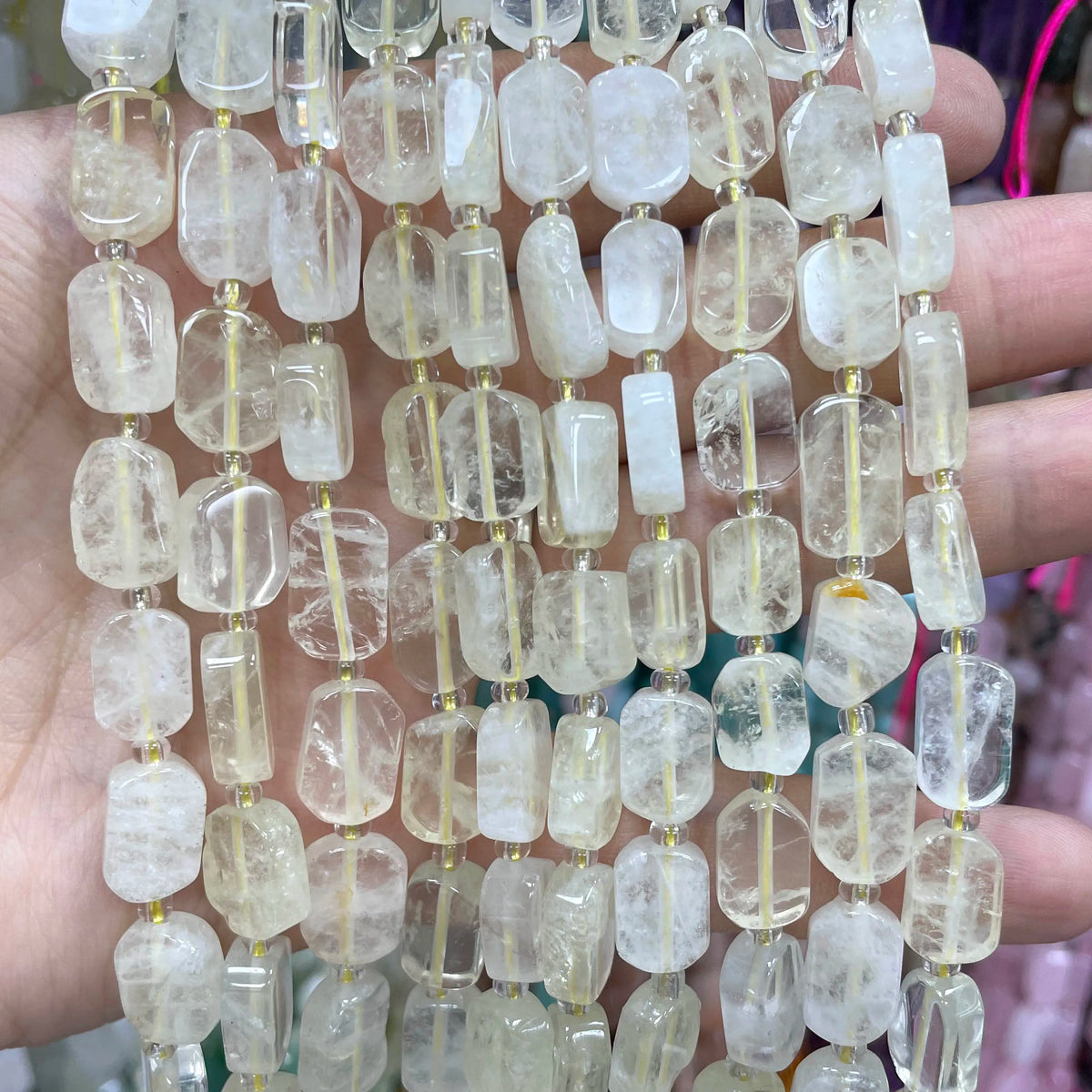 Natural Stone Flat Rectangle Amethyst Lapis Lazuli Quartz Apatite Spacer Beads For Jewelry Making Diy Bracelet Accessorie 8*12MM Pi-Mart