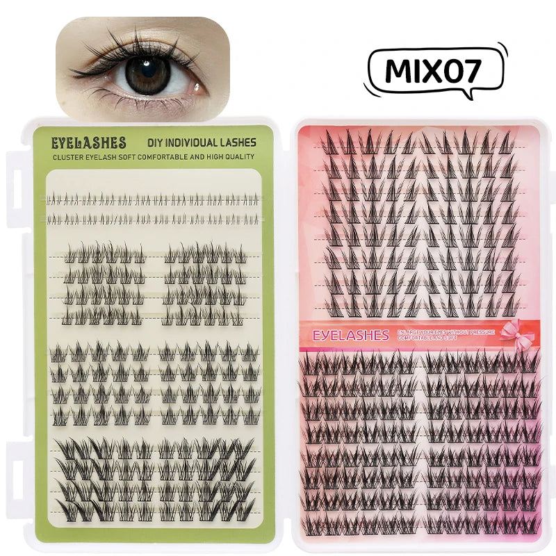 DINGSEN Eyelash Clusters Book Large Capacity Volume Individual Lashes Book Natural Long DIY Cluster Eyelash Extensions Makeup Pi-Mart