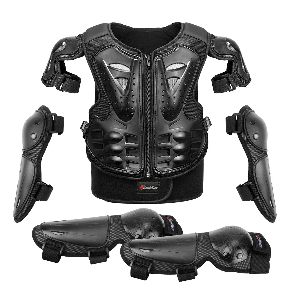 Kid's Motorcycle Armor Vest Protection Motocross Body Armor Jacket Protective Armors Riding Kneepads Moto Full Armor Children LadyShow.Store