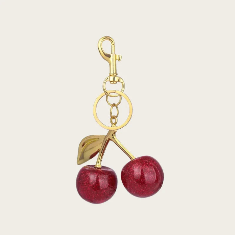 Fashion Cherry Charm Pendant Keychain Red Crystal Fruit Style Cute Bag Decor Accessory Sweet Present for Girls & Women Pi-Mart