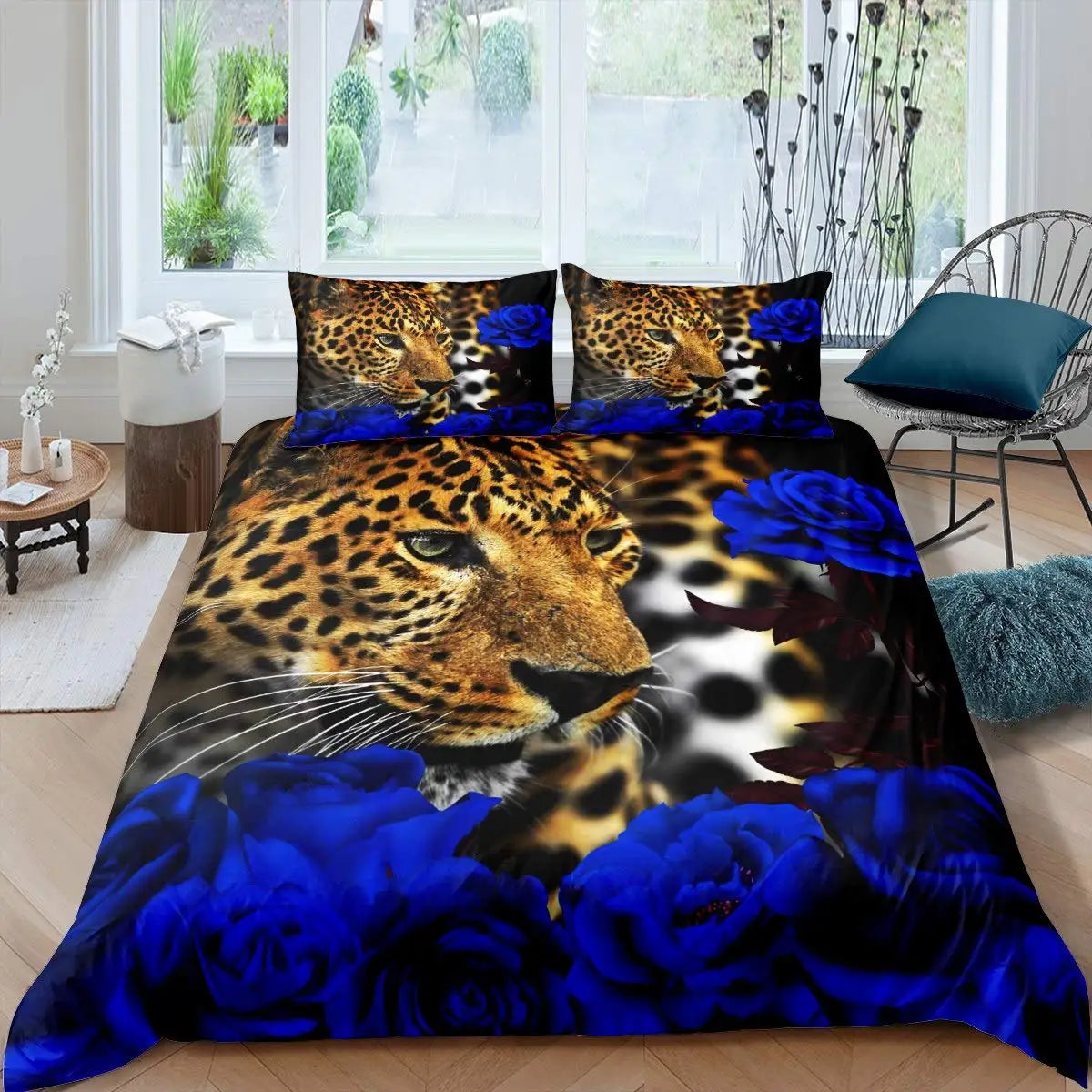 Cheetah Print Duvet Cover Set Leopard Quilt Cover Sets Queen King Size Animal Adults Boys Teenagers Home Bedding 3 Pieces Set Pi-Mart