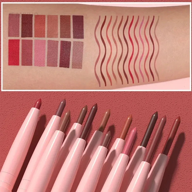 Lip Liner Pencil Long-Lasting Matte Creamy Plumping Lip Stain Waterproof Natural Nude Brown Slim Lip Liner Makeup Pi-Mart