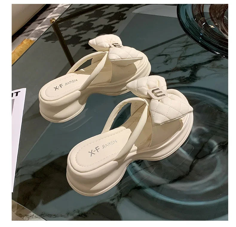 2024 summer New Fashion Women Shoes Slippers Comfortable Platform Shoe High Heels Leisure flower outdoor beach Slipper Women Pi-Mart