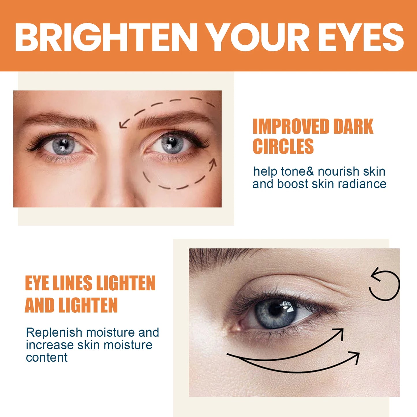 Vitamin C Eye Balm Moisturizing Eye Bag Removal Dark Circles Reduce Fine Lines Anti Puffiness Brightening Eye Cream Stick Pi-Mart