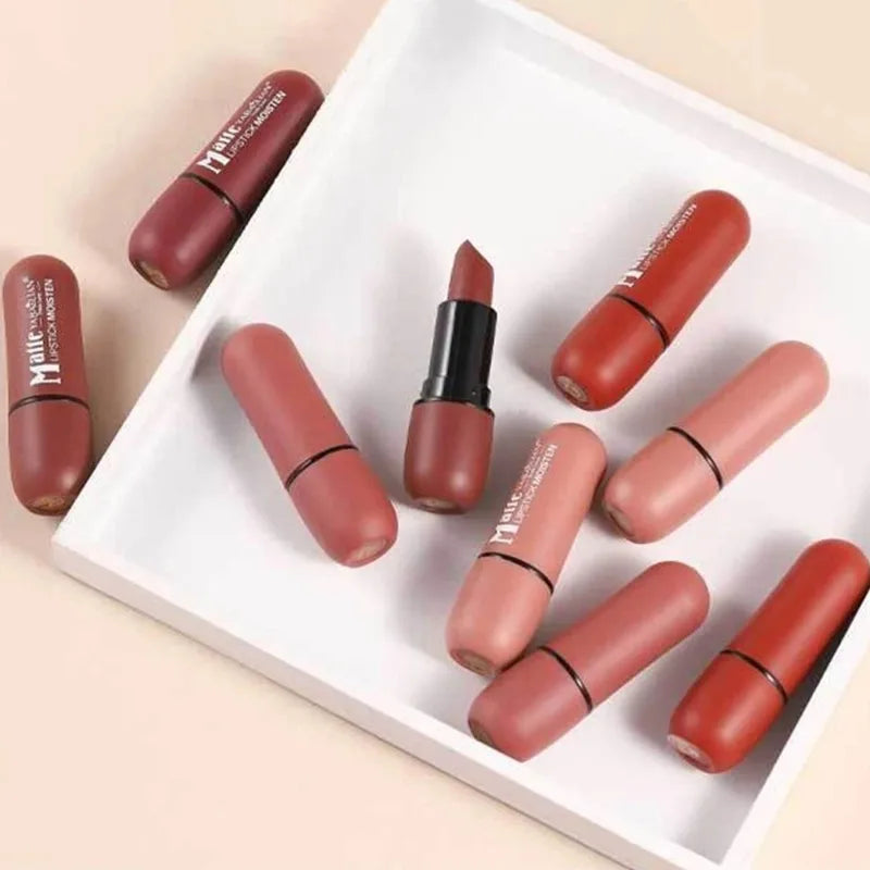 6-Color Matte Velvet Sexy Lipstick Waterproof Long-Lasting Nude Brown Lipstick Smooth High Pigment Profissional Lipgloss Makeup Pi-Mart