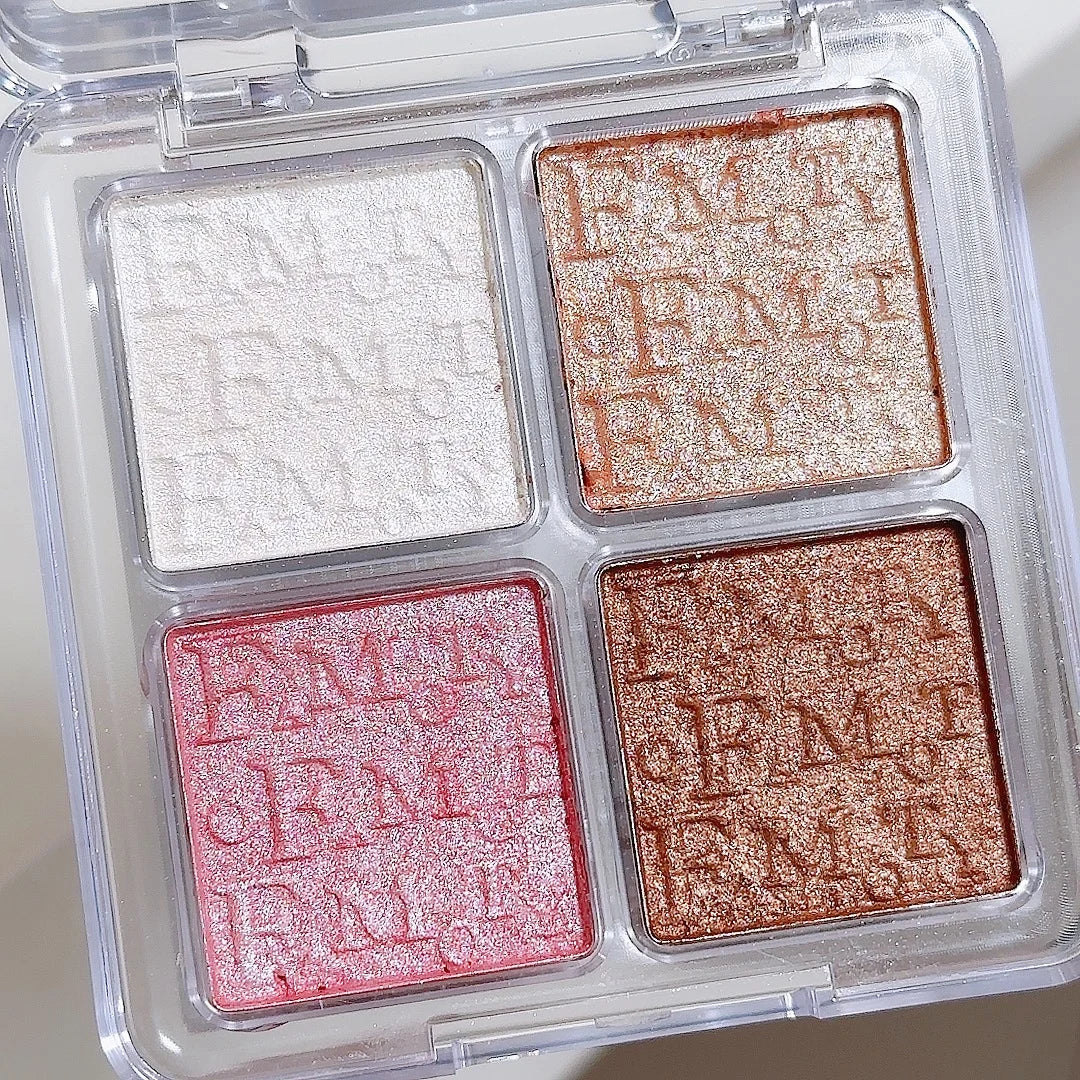 4-Color Face Highlighter Palette, Pearly Glitter Shimmer Smooth Baked Powder, Lasting Sparkling Highlighter Makeup LadyShow.Store