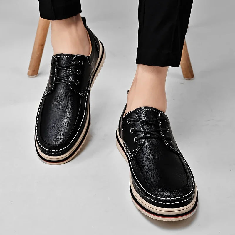 Leather Men Oxfords Shoes Handmade Italian Mens Casual Shoes  Brand Leisure Male Loafers Pi-Mart