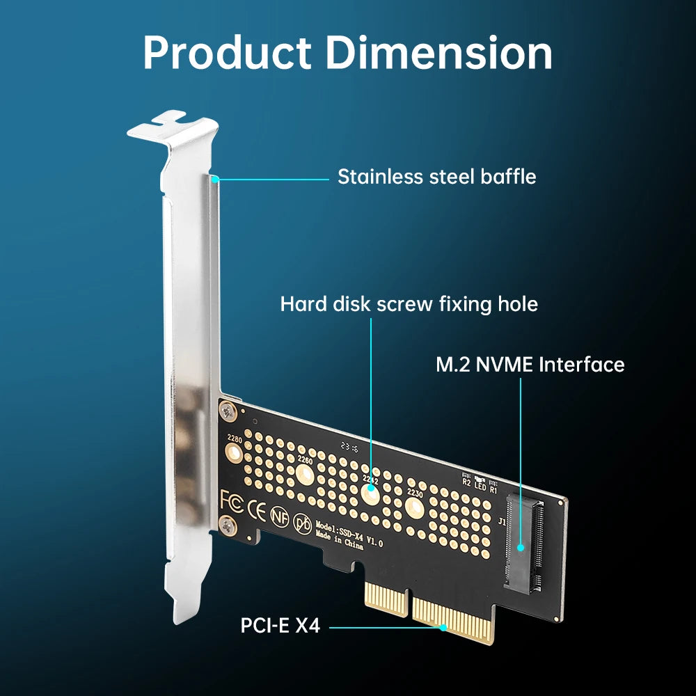 FENVI M.2 NVME to PCI-E X4 Converter Adapter M.2 NVME SSD M Key Expansion To PCIE X4 X8 X16 Card Riser for 2230/2242/2260/2280 Pi-Mart