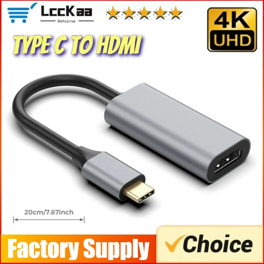 TYPE C To HDMI Adapter 4K USB C USB3.1 Male To HDMI-compatible Female Converter Cable for Laptop IPad Tablet TV MacBook Galaxy Pi-Mart