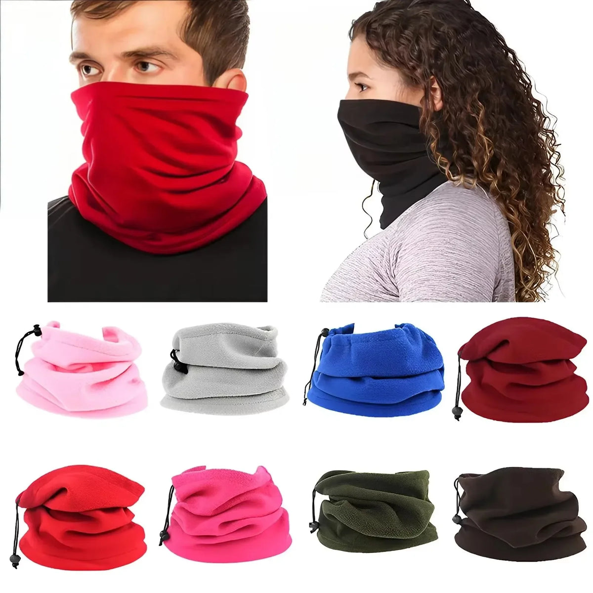 Winter Warm Unisex Windproof Motorcycle Riding Mask New Polar Fleece Neck Scarf Warmer Ski Outdoor Sports Balaclavas Tube Mask Pi-Mart