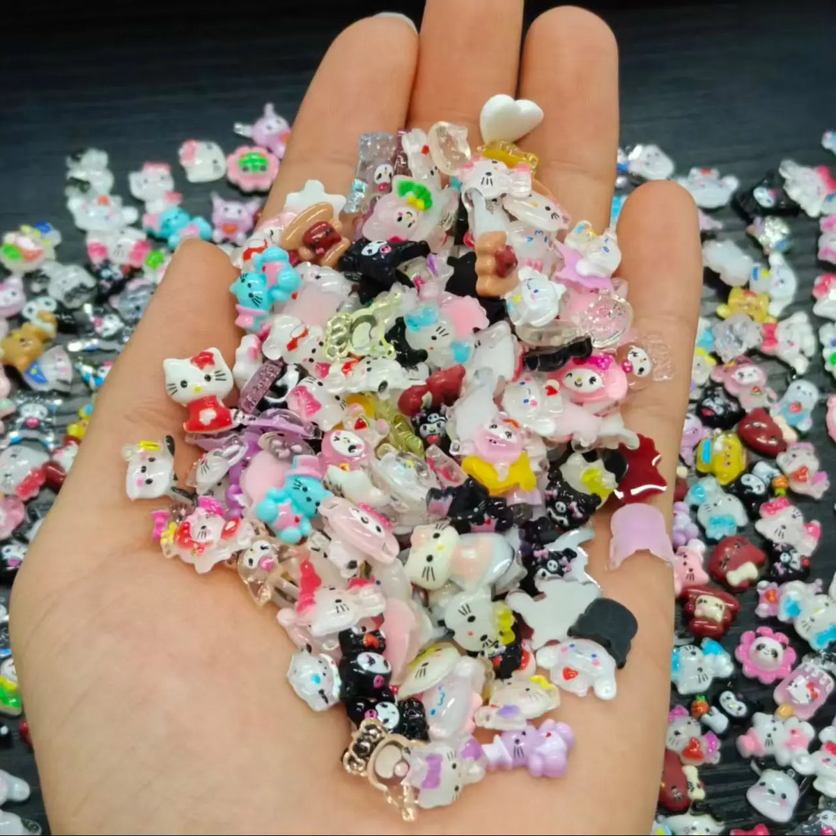 120PCS Box Mixed Hello Kitty 3D Nail Charms Cute Cartoon Resin Ornaments Kawaii DIY Nail Art Manicure Decor Accessories Pi-Mart