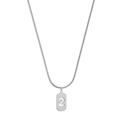 Stainless Steel Angel Number Necklace 0 1 2 3 4 5 6 7 8 9 Rectangle For Women Men Hollow Lucky Number Chain Necklaces Jewelry Pi-Mart