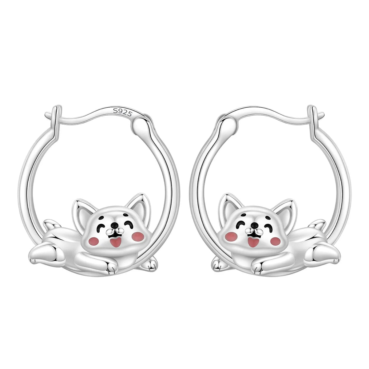 925 Sterling Silver Cute Lazy Cat Animal Pet Earrings Jewelry Hoop Earrings For Women Jewelry Birthday Party Fine Gifts Pi-Mart