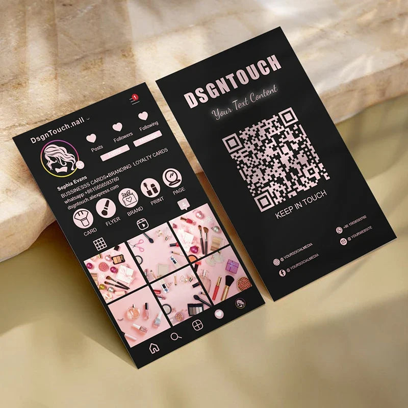 DsgnTouch Instagram Custom QR Card Review Customized Visit Lash Virtual Business Product Cards Beauty Personalized For Business Tri Light Beauty