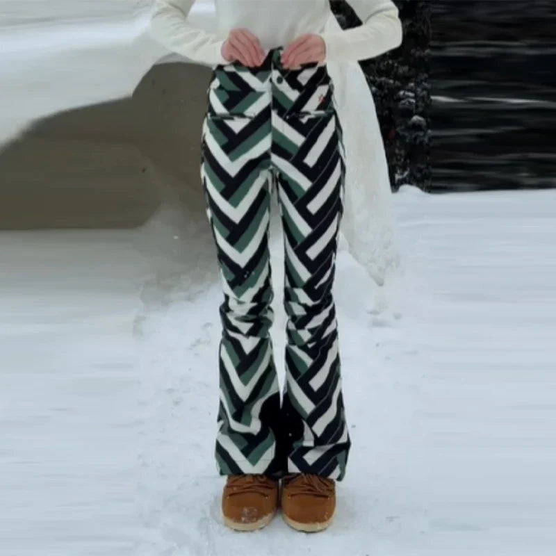 Camouflage Stripes Ski Wear Jumpsuit Sets High Collar Windproof Hooded Puff Jacket Warm Pant 2026 New Lady Snow Sportwears LadyShow.Store