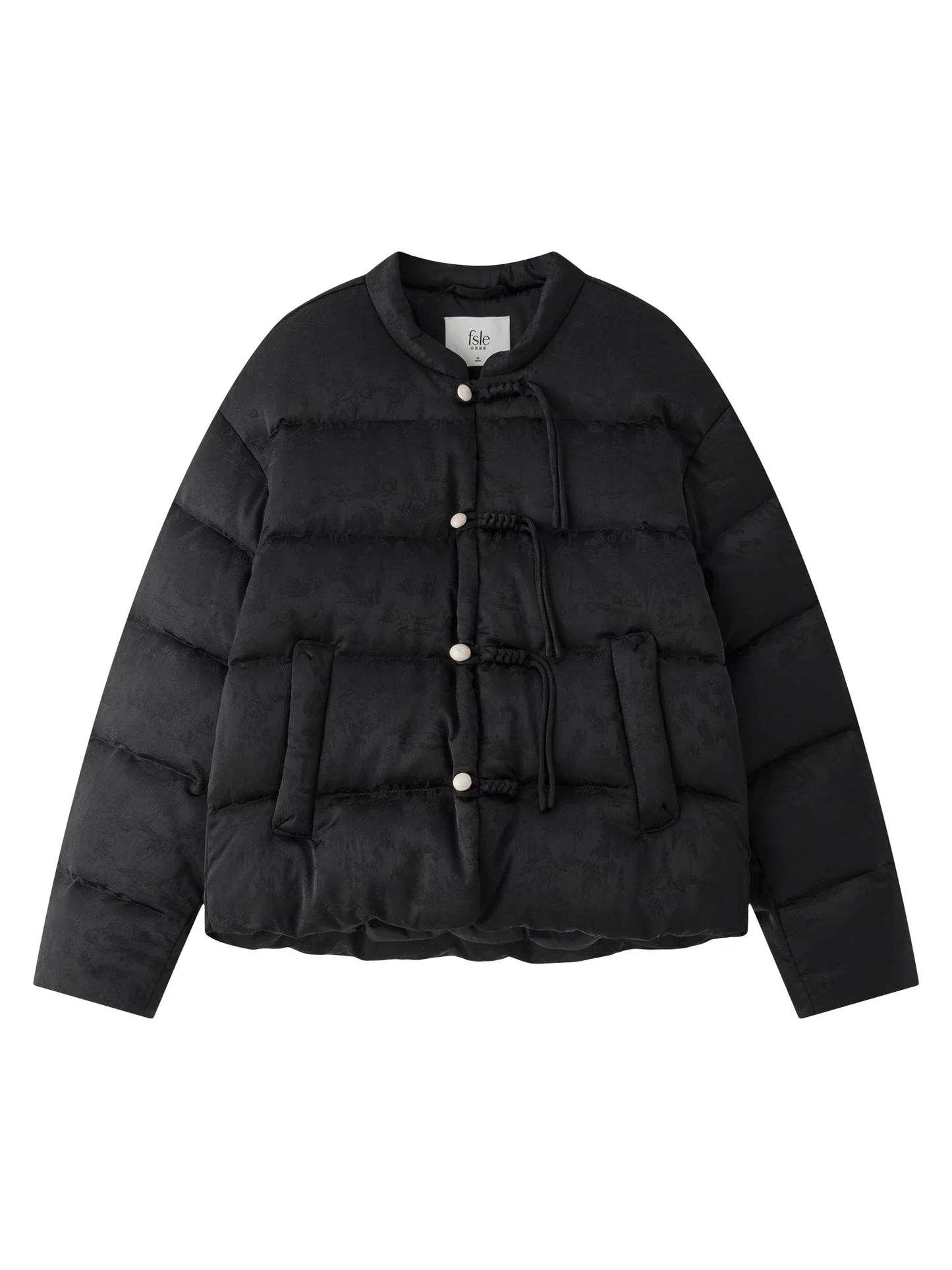 FSLE 115.2G Filling Amount Stand-up Collar New Chinese Style Down Coat For Women 2024 New Jacquard Warm Casual Jacket 24FS14068 LadyShow.Store