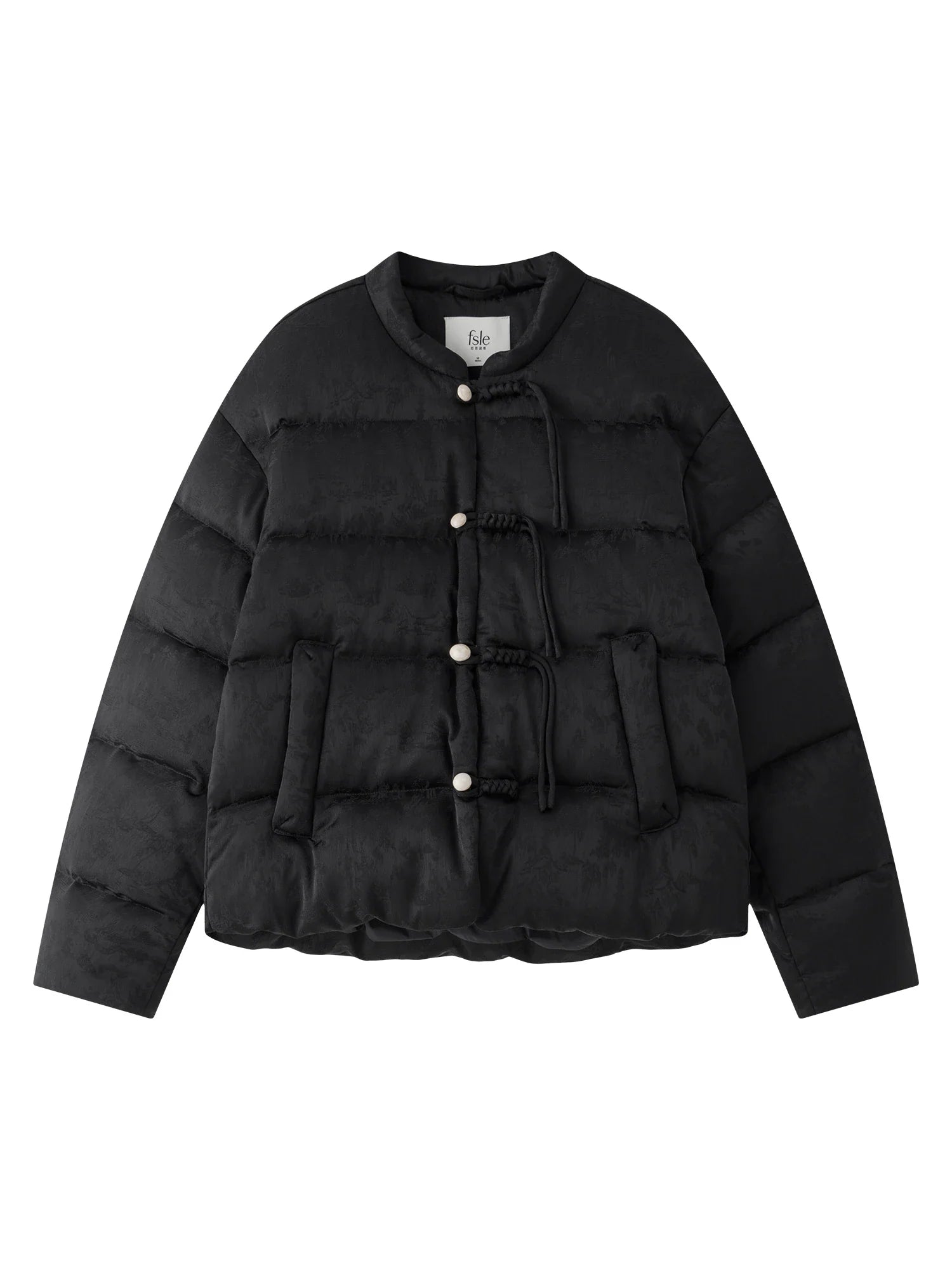 FSLE 115.2G Filling Amount Stand-up Collar New Chinese Style Down Coat For Women 2024 New Jacquard Warm Casual Jacket 24FS14068 LadyShow.Store