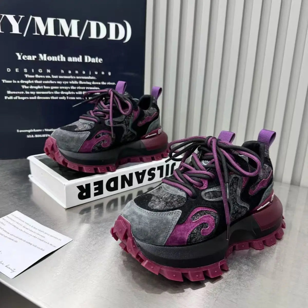 2026 Spring New Breathable and Versatile Fashionable Thick Bottom Anti Slip Casual Lightweight Forrest Dad Shoes for Women Pi-Mart