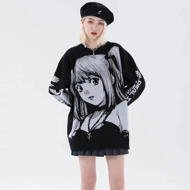 Y2K Women Hip Hop Streetwear Harajuku Sweater Vintage Japanese Style Anime Girl Knitted Soft Pullover Sweaters Female Clothes LadyShow.Store