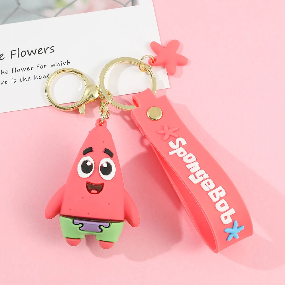Anime Spongebob Squarepants Keychain Patrick Star Krabs Gary Sandy Kawaii Toys keychain Christmas gift bag Birthday Gift For Kid Pi-Mart