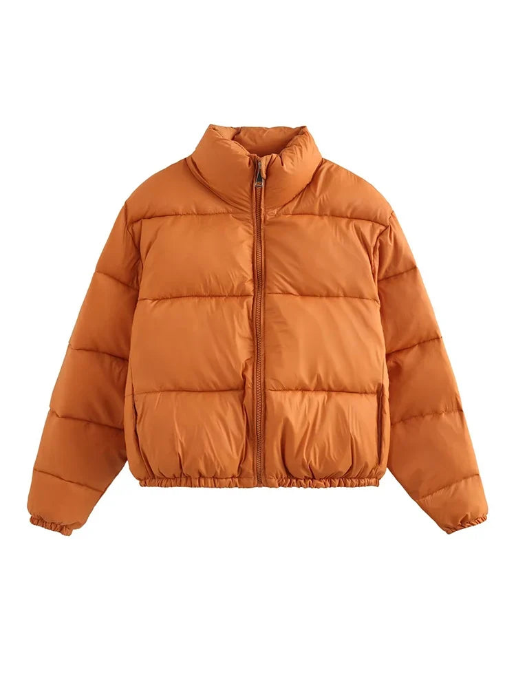 Vintage Women Brown Warm Puffer Jackets 2023 Winter Fashion Ladies Elegant Short Parka Casual Female Chic Green Outerwear LadyShow.Store