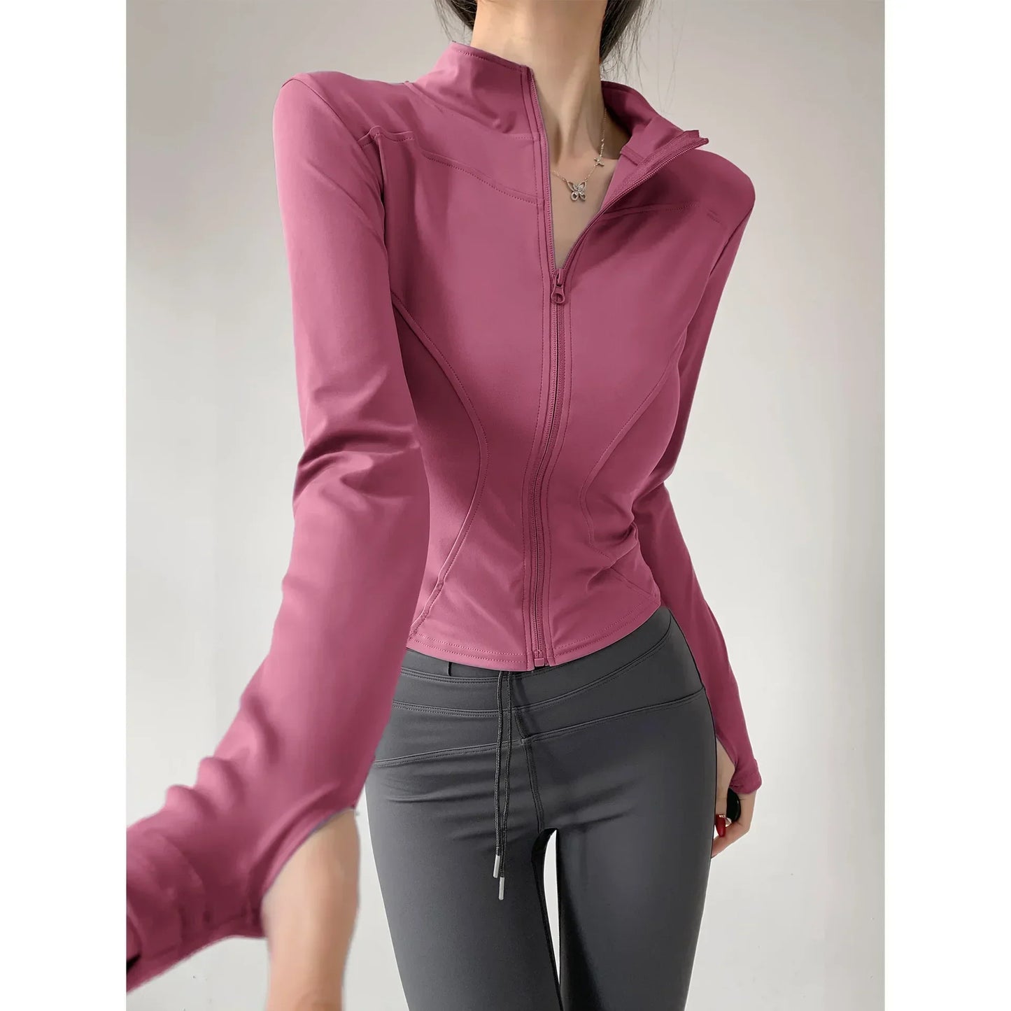 Sun Quick Drying Sports Coat Women's Tight Top Yoga Jacket Long Sleeve Zipper Jacket Running Fitness Women's Jacket S-3XL LadyShow.Store