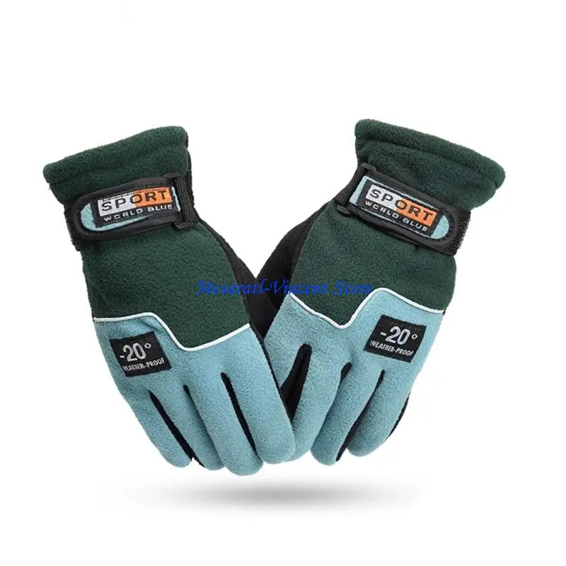 A70F Winter Warm Thermal Motorcycle Gloves Fleece Mittens For Women Men Snow Sports Hiking Back Windproof Lightweight Pi-Mart