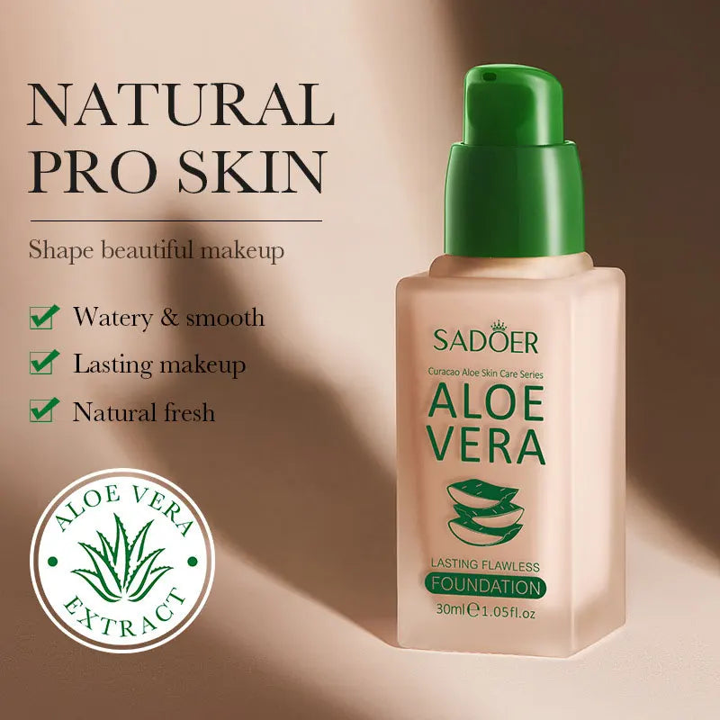 SADOER Aloe Vera Flawless Foundation for Long-lasting and Never Taking Off Makeup Without Getting Stuck Powder and Oil Control Tri Light Beauty