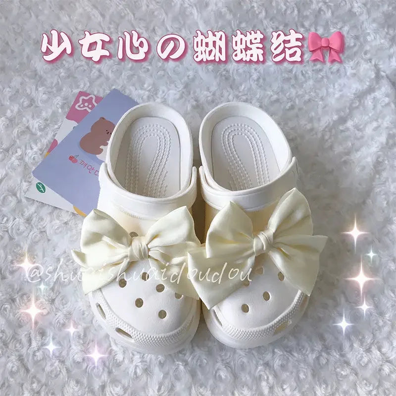 Cute Red Bow Shoe Charms for Crocs Designer DIY Bow-knot Wing Shoe Decorations High Quality Clogs Buckle Accessories New Fashion Pi-Mart